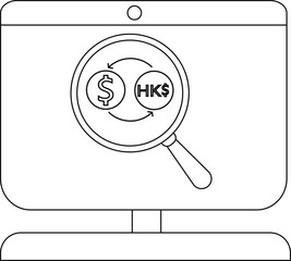 Currency Exchange Concept with Symbols of USD and HKD on Monitor Screen