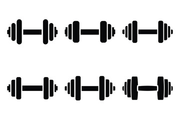 Set of dumbbell icon silhouette vector art illustration © Bhabas