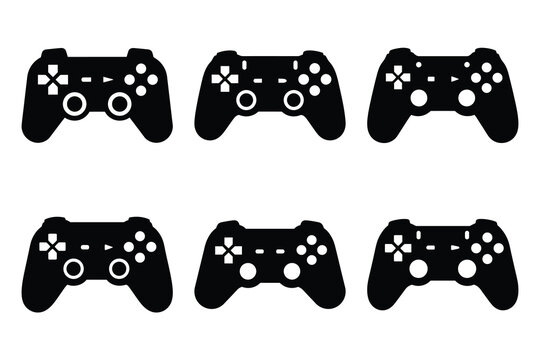 Set of game controller icon silhouette vector art illustration