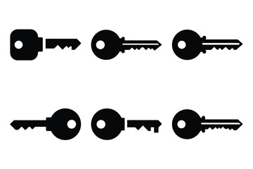 Set of key icon silhouette vector art illustration