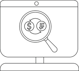 Currency exchange analysis concept on a computer screen illustration