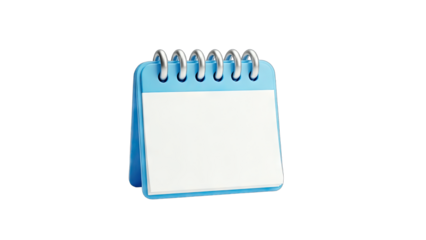 Blue Calendar with Blank Pages on White Background
