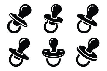 Set of pacifier icon silhouette vector art illustration © Bhabas