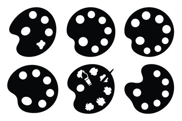 Set of paint palette icon silhouette vector art illustration