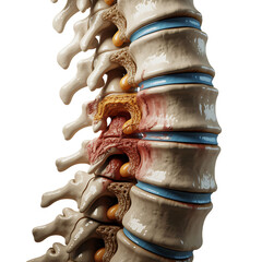 Lumbar Spine With Degenerative Disc Disease And Inflammation with Transparent Background