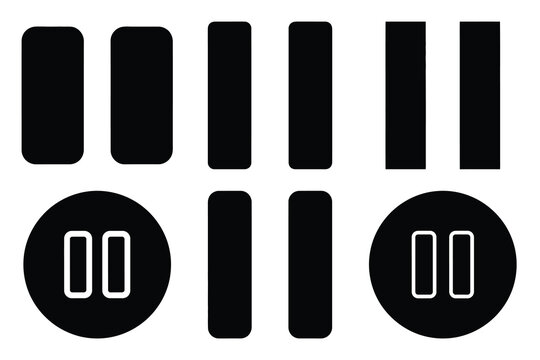 Set of pause button icon silhouette vector art illustration
