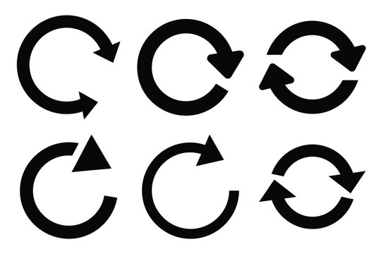 Set of refresh icon silhouette vector art illustration