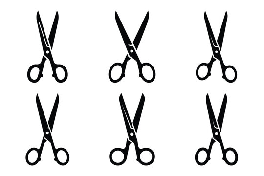 Set of scissors icon silhouette vector art illustration