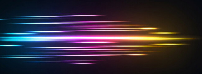 Abstract Neon Light Streaks Representing Speed and Technology
