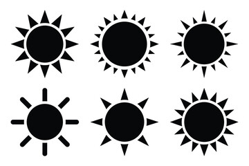 Set of sun icon silhouette vector art illustration