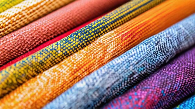 Video A close-up shot of various colorful fabrics