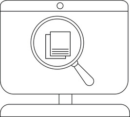 Magnifying glass over documents illustrating search and analysis concept.