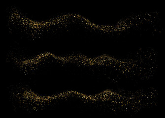 Vector Abstract Shiny Gold Glitter design element. Gold Glitter Dust. For New Year, Merry Christmas, Birthday and Wedding greeting card and invitation. Luxury Background design