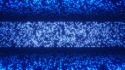 Abstract digital data tunnel with glowing blue lights and a futuristic design