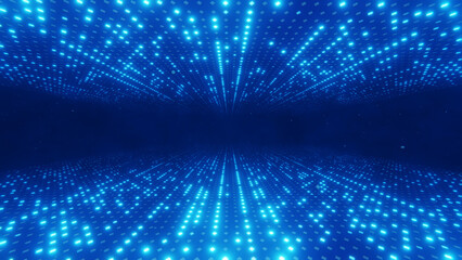 Abstract digital tunnel with glowing lights and a futuristic ambiance