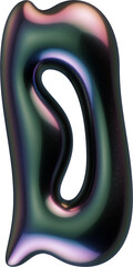 3d letter with smooth shape and glossy dark reflective surface