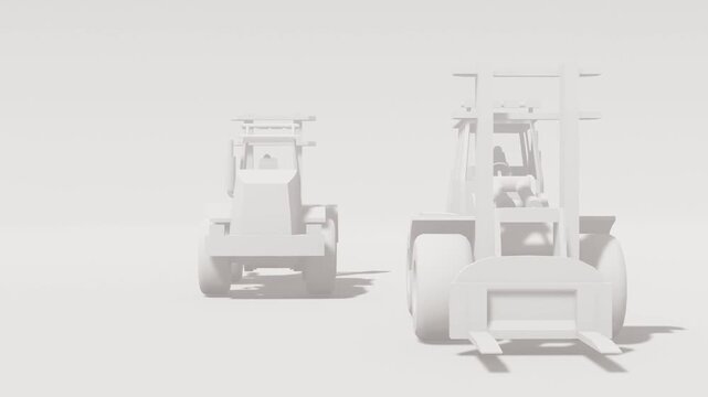 Heavy Construction Vehicles Lined Up on a Worksite