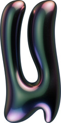 3d letter with smooth shape and glossy dark reflective surface