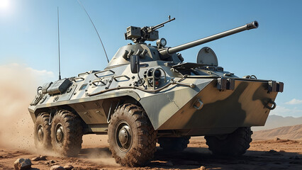Fototapeta premium Military Armored Vehicle in Desert