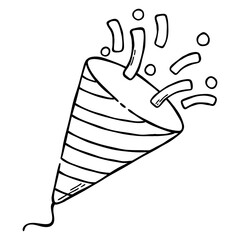 Confetti Popper Hand Drawn Doodles