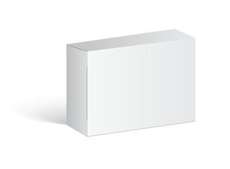 Fototapeta premium Cardboard box mockup icon in flat style. Package mock up vector illustration on isolated background. Carton container sign business concept.