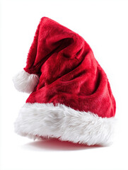 red santa claus hat, isolated on pure white background.