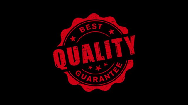 Best quality guarantee stamp design animation 4k video. Rubber, seal, red, vintage effect, badge, trusted, promotion, textured with a transparent background.