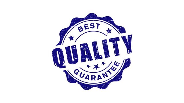 Best quality guarantee stamp design animation 4k video. Rubber, seal, vintage effect, badge, trusted, promotion, textured with a transparent background.