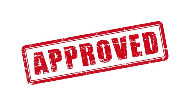 Approved stamp design animation 4k video. Rubber, seal, red, vintage effect, textured, motion graphics for video content and web. Transparent background