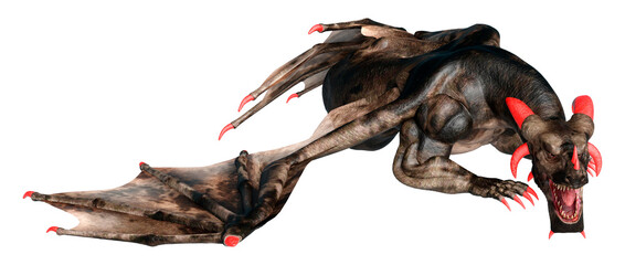 3D Rendering Fairy Tale Dragon on White