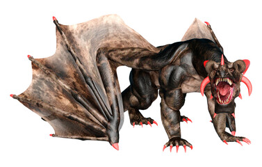 3D Rendering Fairy Tale Dragon on White