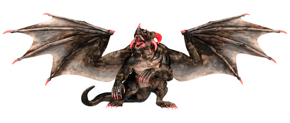 3D Rendering Fairy Tale Dragon on White