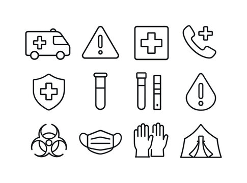 Emergency Icon Set. Emergency response. Line icon set of emergen