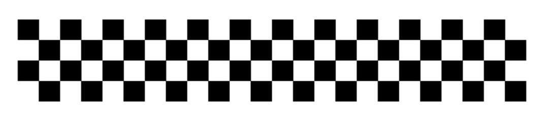 Black and white checkered pattern forming a horizontal strip, ideal for decoration, visual effects, and geometric design concepts