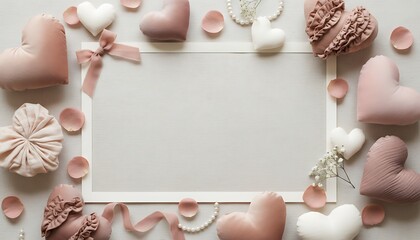 優しいハートに囲まれたバレンタインのロマンチック背景