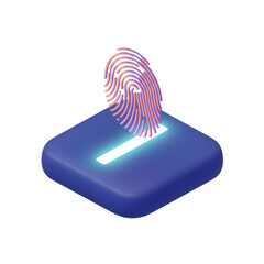 Isometric 3D Cyber Security and Biometric Protection Icon for Data Privacy