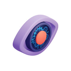 Isometric 3D Cyber Security and Biometric Protection Icon for Data Privacy