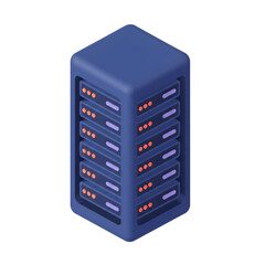 Isometric 3D Big Data Server and Cloud Computing Icon for Database Storage