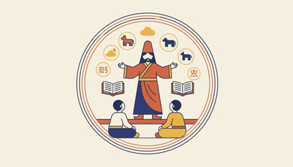 A cultural festival where storytellers dressed in traditional attire captivate an audience with tales from their rich heritage.