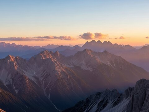 Layered Mountain Ridges at Sunrise Misty Atmosphere - Powered by Adobe