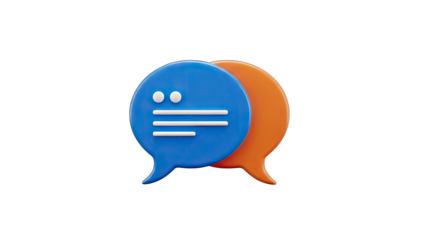 3D Chat Bubbles Communicating on White Background