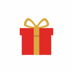 Bright red gift box icon with a golden ribbon, symbolizing celebration, thoughtful giving, and festive joy. Perfect for holiday promotions, special occasions, and digital design projects