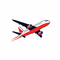 A dynamic illustration of a modern jet airplane soaring through the sky, leaving a trail of speed lines
