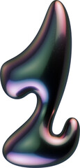 3d letter with smooth shape and glossy dark reflective surface