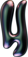 3d letter with smooth shape and glossy dark reflective surface
