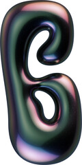3d letter with smooth shape and glossy dark reflective surface