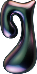 3d letter with smooth shape and glossy dark reflective surface