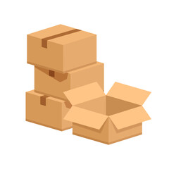 Cardboard box icon in flat style. Package vector illustration on isolated background. Carton container sign business concept.