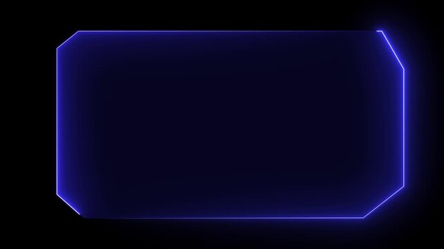 Futuristic HUD Head up display with basic geometry line element. futuristic neon frame design featuring a glowing rectangular border with angled corners.