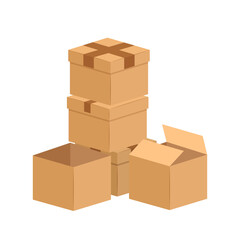 Cardboard box icon in flat style. Package vector illustration on isolated background. Carton container sign business concept.